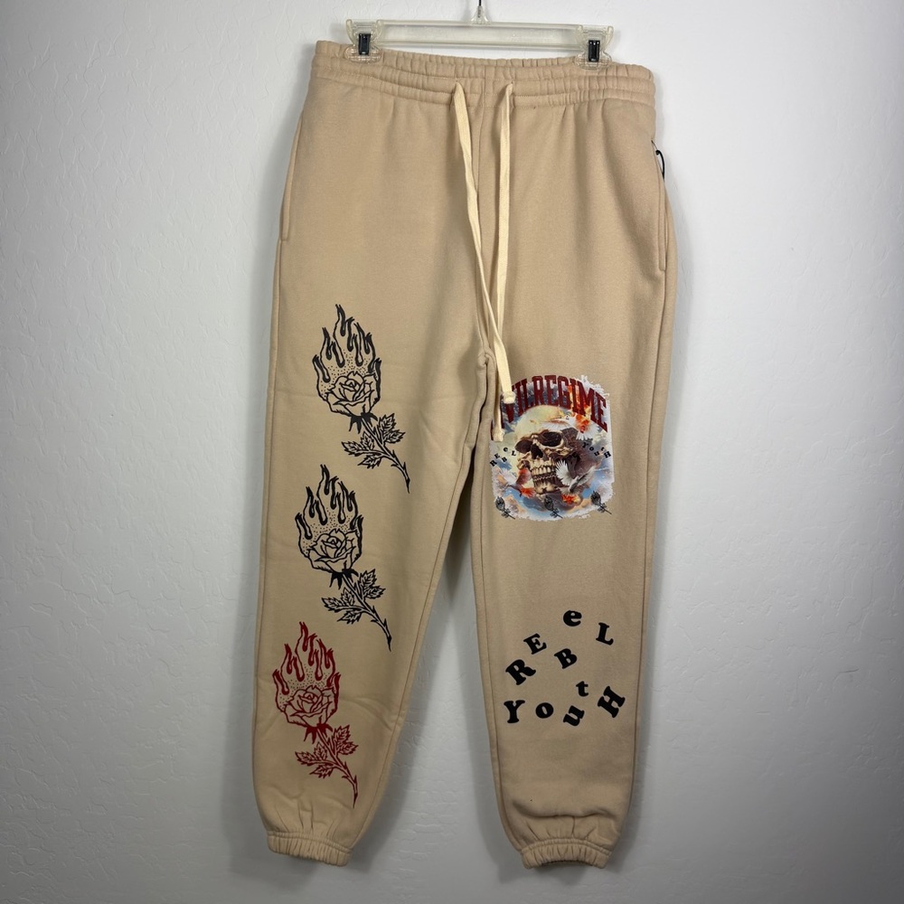 Civil Regime‎ Rebel YouthGraphic Sweatpants Sand Beige Mens Medium NWT